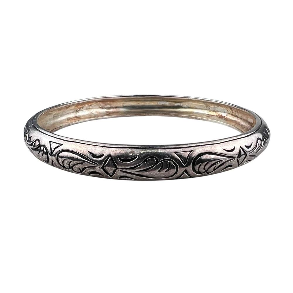 Vintage Sterling Silver Bracelet Engraved Bangle 33g